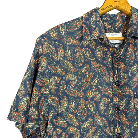 Vintage 90s Paisley Button-Up Shirt Tilley Endurables Cotton Lawn Viyella Fabric - Picture 2 of 5